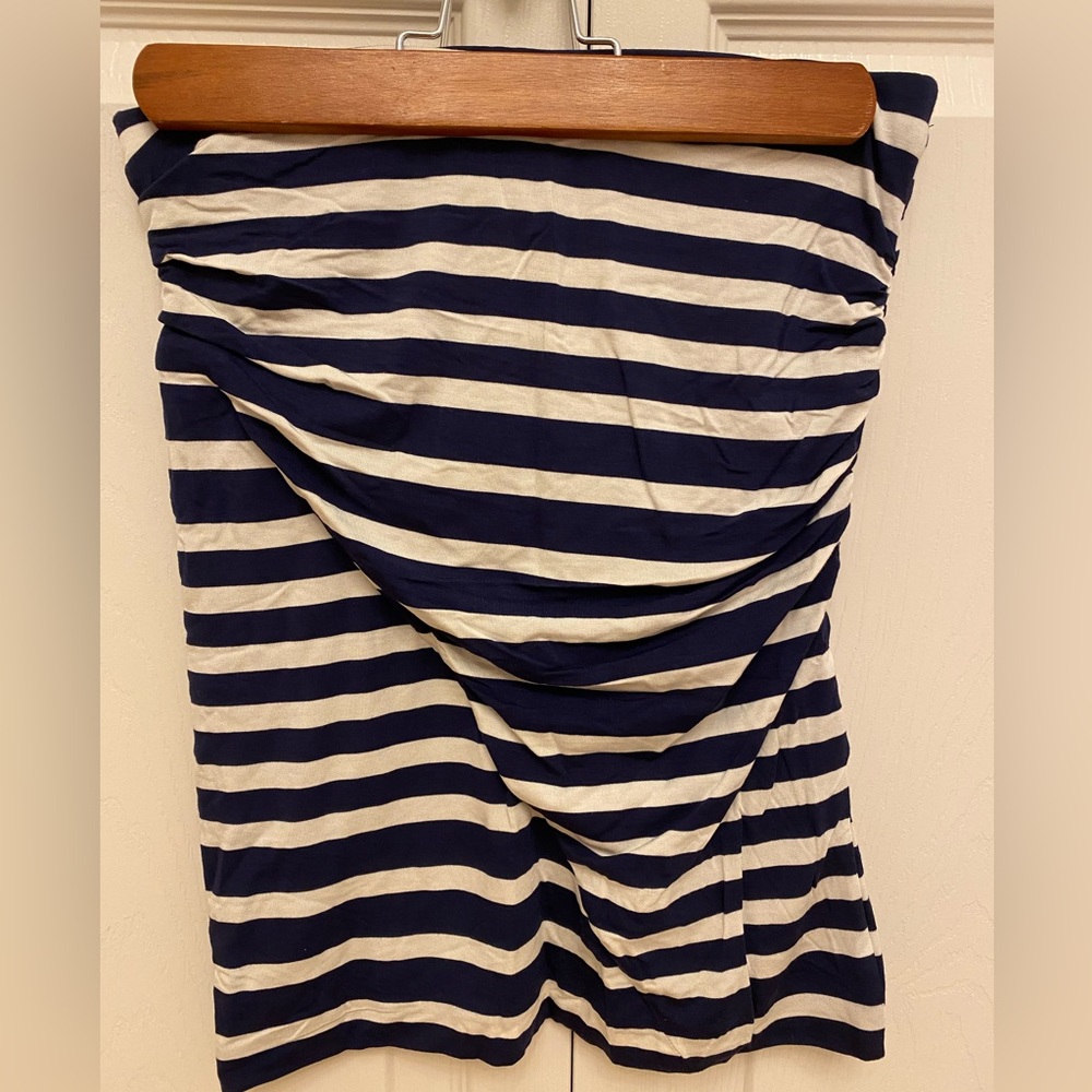 Set of two XS CAbi Blaine Tube top striped tanks, navy & white and red & white